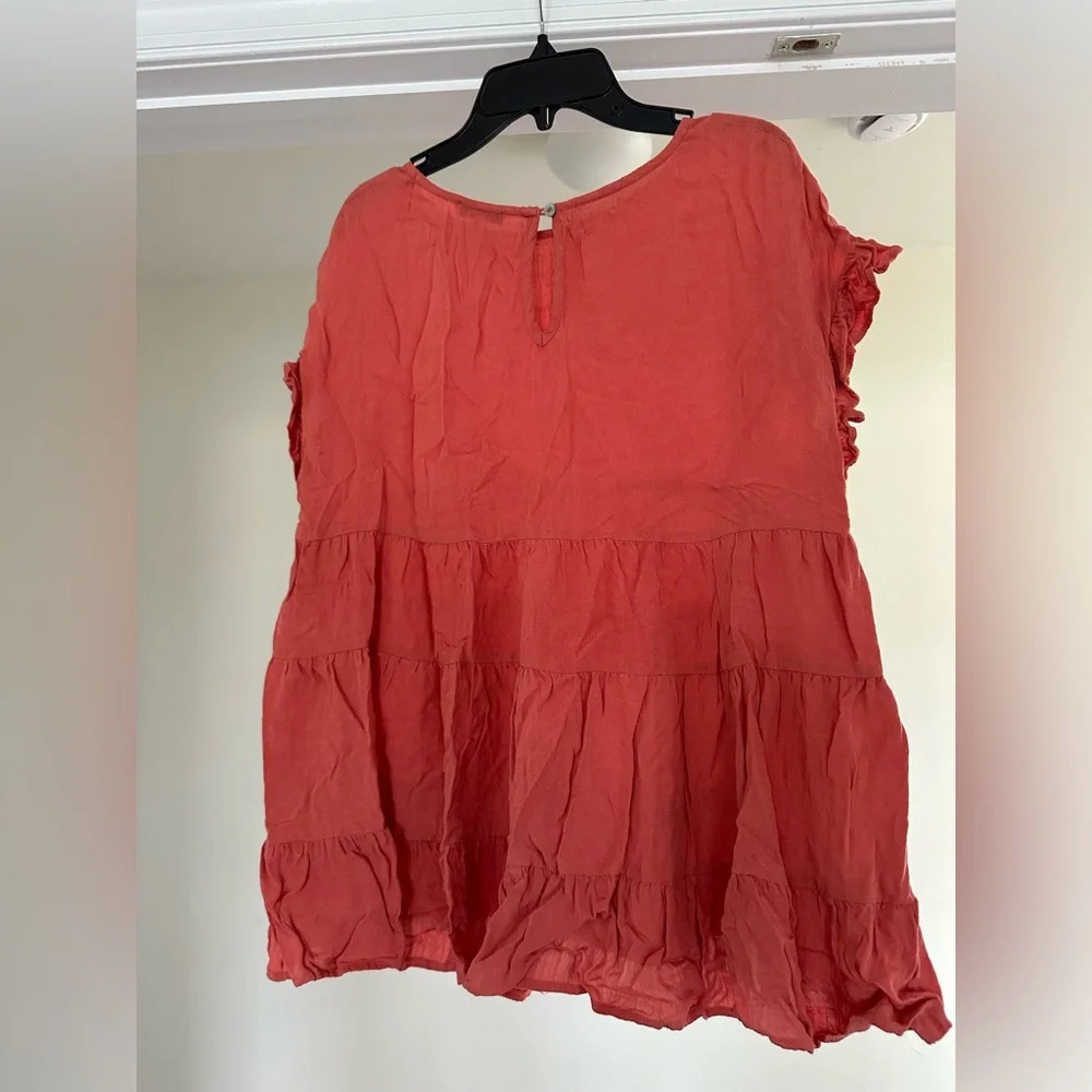 Rust-colored Ruffled Swing Top - Size Small - Picture 3 of 7